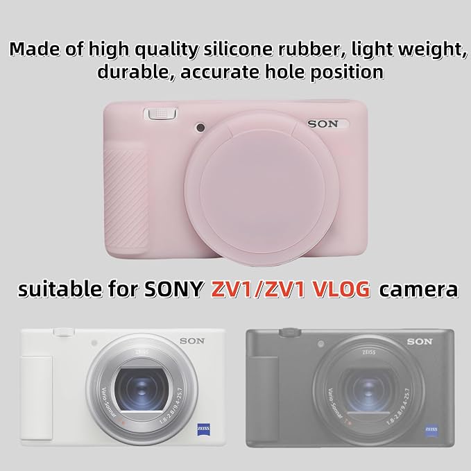 Camera Case for Sony ZV1 Digital Camera.ZV-1 Accessories | Soft Silicone Protective Case Removable Lens Cover,Comes with 2 Screen Protectors and 1 Wrist Strap.(Jelly Pink) - Image 2