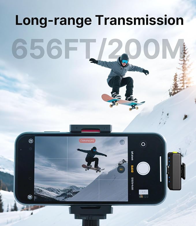 FULAIM Wireless Lavalier Microphone System, Lavalier Lapel Mic with 54H Battery Life Charging Case for DSLR Cameras/iPhone/Android/Live Streaming - Image 5