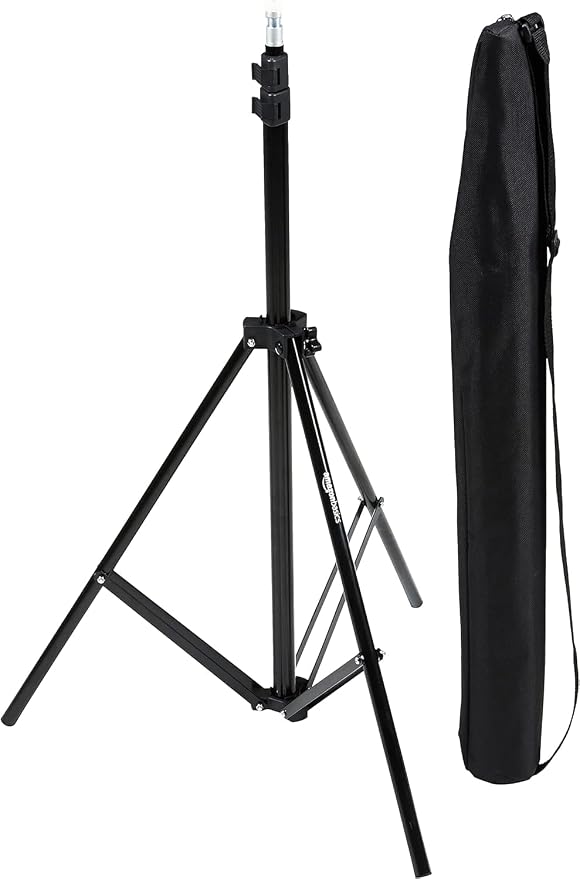 Amazon Basics Portable Aluminum Photography Light Stand Tripod with Case, 2.8-6.7 feet, Black by AmazonBasics