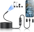 Endoscope Camera with Light,1920P HD Borescope Tools with 8 Adjustable LED Lights, Endoscope with Semi-Rigid Snake Camera, IP67 Waterproof Inspection Borescope for iOS and Android-32.8ft Single Lens by Kinpthy