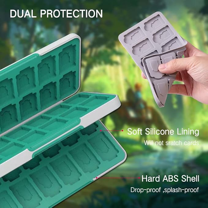 PERFECTSIGHT Switch Game Card Case Compatible with Nintendo Switch Games & Micro SD Cards, Switch 2 Game Holder Cartridge Case with 48 Game Card Slots Storage, White Kingdom - Image 5
