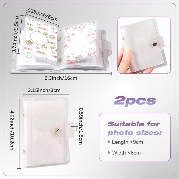 2 Pack 36 Pockets Instax Mini Picture Book Wallet Size Photo Album 4 x 3 Inch Rectangle PVC Plastic Small Polaroid Album Book Cover Holder for 3 Inch Pictures Photos Photocard Holder Storage - Image 2