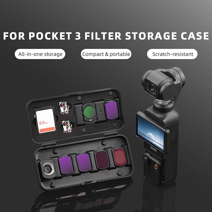 Hard Shell Lens Filter Case Pouch for DJI Osmo Pocket 3 Accessories | Dustproof & Water-Resistant Camera Lens Filter Storage Bag for ND UV CPL Filter Wide Angle Macro Lens TF/SD Card Organizer - Image 2