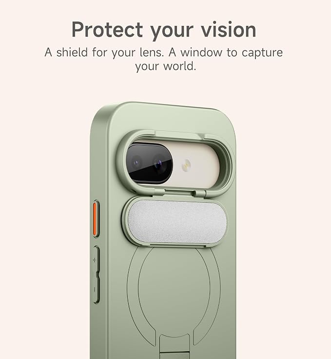 SURITCH for Google Pixel 9a Phone Case, Compatible with MagSafe, Protective Cover with Camera Cover & Adjustable Metal Kickstand for Pixel 9a -Sage Green - Image 5