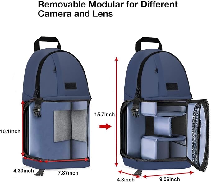 MOSISO Camera Sling Bag, DSLR/SLR/Mirrorless Camera Case Camera Backpack | Shockproof Photography Bag with Tripod Holder&Removable Modular Inserts Compatible with Canon/Nikon/Sony/Fuji, Steel Blue - Image 6