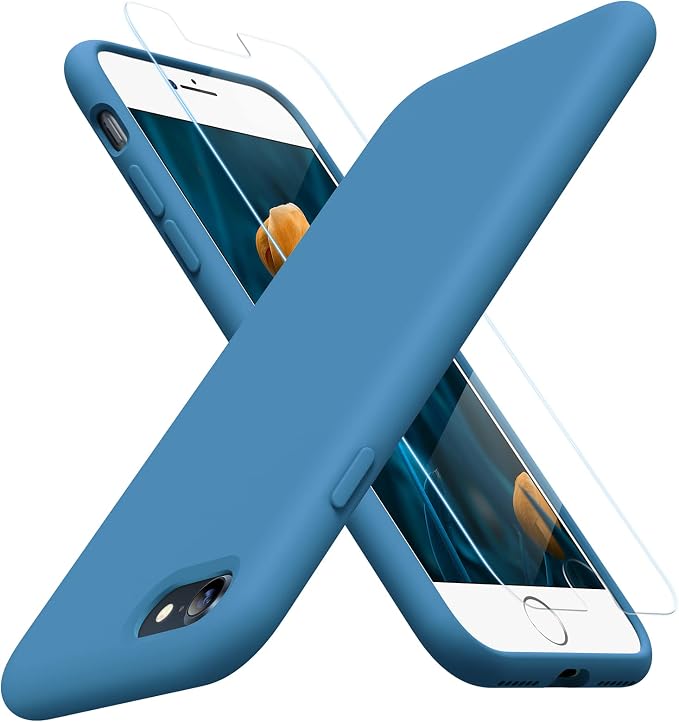 Miracase Silicone for iPhone SE 2022/SE 2020/7/8 Case,Capri Blue | Ultra Slim Cover with Screen Protector, Soft Microfiber Lining, Multi-Color Premium Silicone Shockproof Phone Case by Miracase