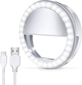 Meifigno Selfie Ring Light, [Rechargeable] with 36 LED Lights, 3-Level Adjustable Brightness Clips On Phone Ring Light Compatible with iPhone 16 15 14 13 12 11 Plus Pro Max iPad Laptop Samsung, White by Meifigno