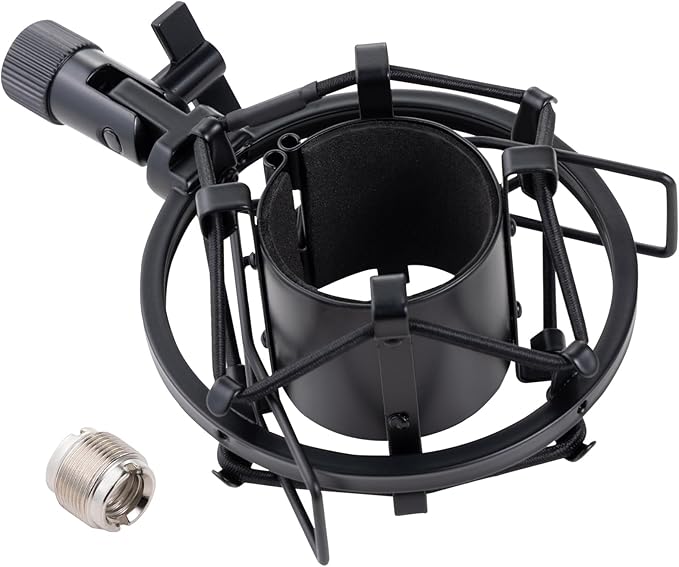 Microphone Shock Mount, Metal Mic Holder Clip for 1.85-2.05"(47-52mm) Diameter Condenser Mics Reduce Vibration Noise and Improve Recording Quality for AT2020, AT2020USB, AT2035+, TLM102 by Xereizo