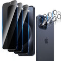 3+3 Pack Privacy Screen Protector Designed for iPhone 15 Pro With 3 Pack Camera Lens Protector,Full Coverage Anti-Spy Tempered Glass Film,9H Hardness,Bubble Free,Easy to Install by Unknown