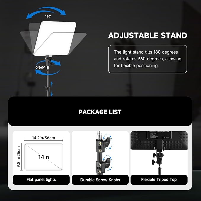 2-Pack LED Video Light Kit, 14" Studio Light with Stand & Phone Holder | 50W High Brightness, 2700-6500k Dimmable Photography Lighting for Creators, Podcast, Video Recording, Streaming, YouTube - Image 5