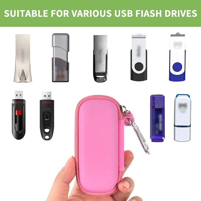 USB Flash Drive Case, SD Card/Thumb Drive/Memory Cards Holder, Bag Only | SDXC/SDHC Storage, Electronic Accessories Organizer for SanDisk / for Samsung, for Students/IT/Office/School/Travel, Pink - Image 2
