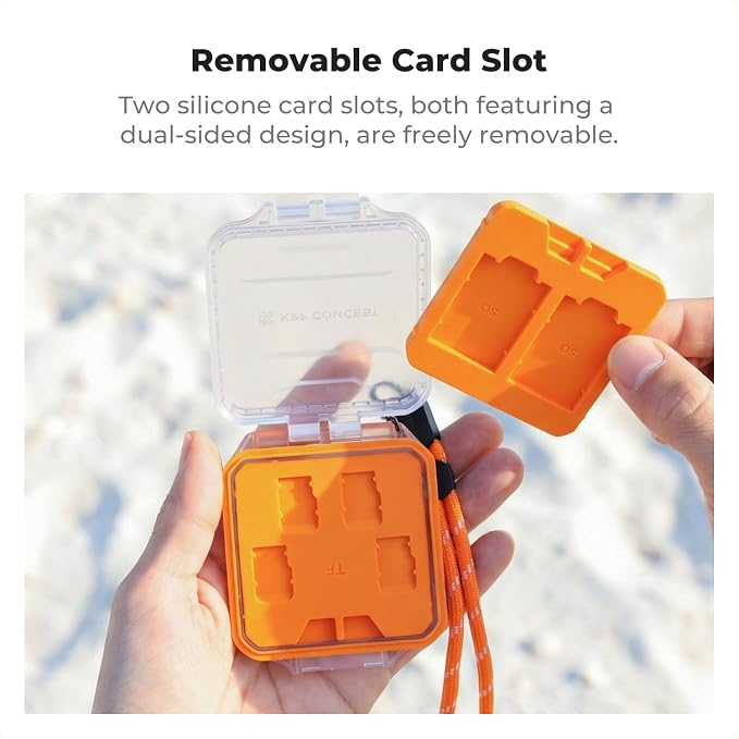 K&F CONCEPT 12 Slots Memory Card Case, Removable Card Slots | Water-Resistant and Anti-Shock Transparent Card Holder Storage Box for 8 Micro SD TF Cards, 2 SD Cards and 2 CFA Cards, PM06 - Image 2