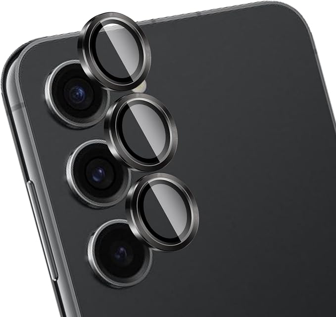 Camera Lens Protector for Samsung Galaxy S23/S23 Plus/S24,1 Pack | Tempered Metal Glass Camera Cover Film,HD Clear,Anti-Scratch Lens Screen Protector Film,Case Friendly,Black Titanium by Unknown
