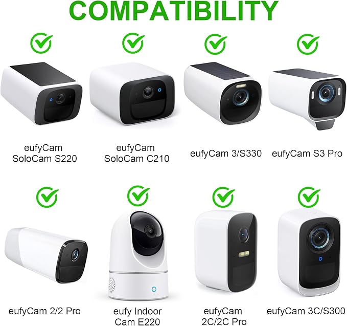 wochel 2Pack Security Camera Mount for eufy Solocam S220/C210, eufyCam 2C/2C Pro, 3/S330, 3C/S300 Security Camera and Other Cameras with 1/4 Threaded Hole, Sturdy Flexible Clip Mount Without Tools - Image 2