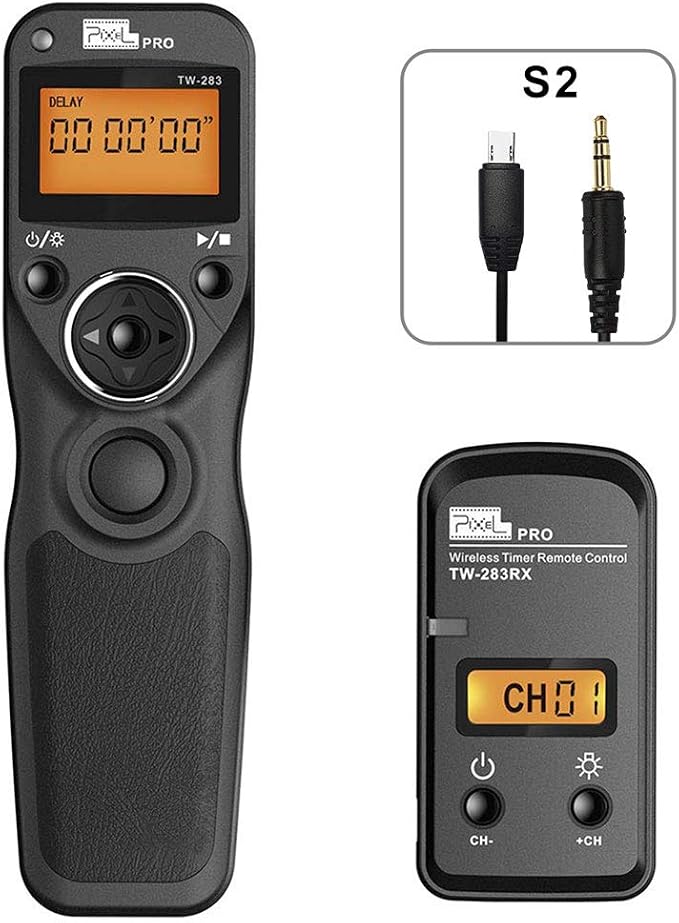 Wireless Remote Shutter Compatible for Sony PIXEL TW-283 S2 Wired Timer Remote Control Compatible for Sony A99II, A77II, A58, A68, A7, A7II, A7R, A7RII, A7S, A7SII, A3000, A5100, A5000 A6000 by Pixel