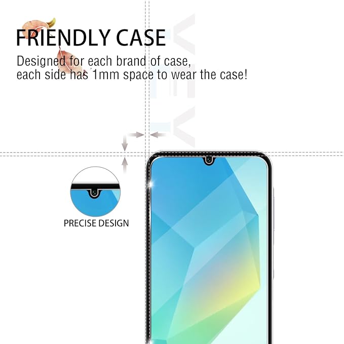 Screen Protector for Samsung Galaxy A16, [2+2 Pack] Tempered Glass for Galaxy A16 5G & Camera Lens Protectors[Ultrasonic Fingerprint Unlock] [Case Friendly] [Bubble-Free] - Image 4