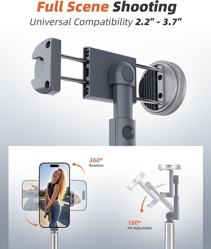 Tripod for iPhone, Selfie Stick with Remote, Stable & Durable Phone Tripod | Portable Travel Cell Phone Stand, Extendable All-in-1 Tripod for Video Recording Compatible with iPhone Android - Image 5