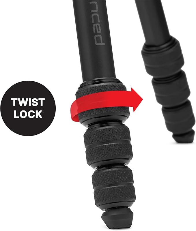 Manfrotto Befree Advanced AS, Camera Tripod, Twist Lock, Compatible with Arca-Swiss, Portableand Compact, Alumiium, Travel Tripod Kit, Ball Head, for DSLR, Mirrorless, Camera Accessories - Image 6
