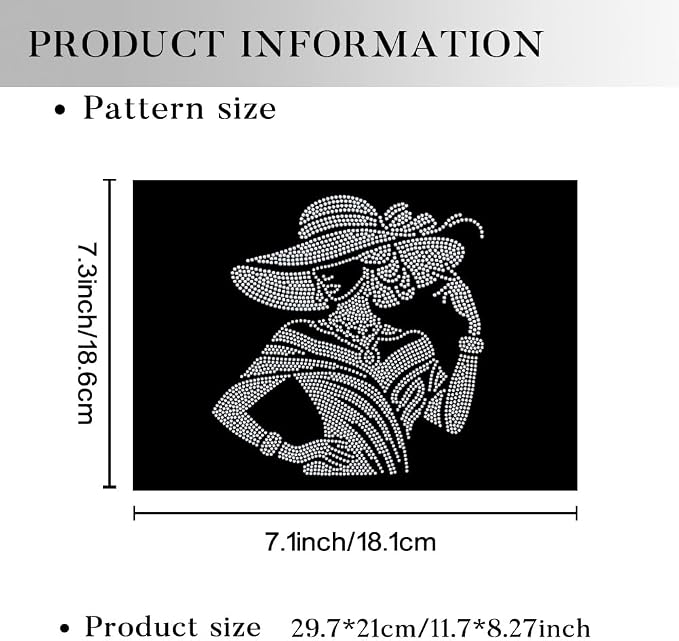1 Pc Elegant Lady Iron on Rhinestones Transfer, Elegant Hat for Wome Hotfix Iron on Patch Transfer Decals Crystal Heat Transfer Clothing Repair Decor for T-Shirt Hat Jacket Party Decor - Image 2
