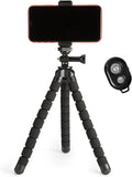 Amazon Basics Portable and Flexible Tripod with Wireless Remote and Smartphone Clamp, 10-inch, Black by AmazonBasics