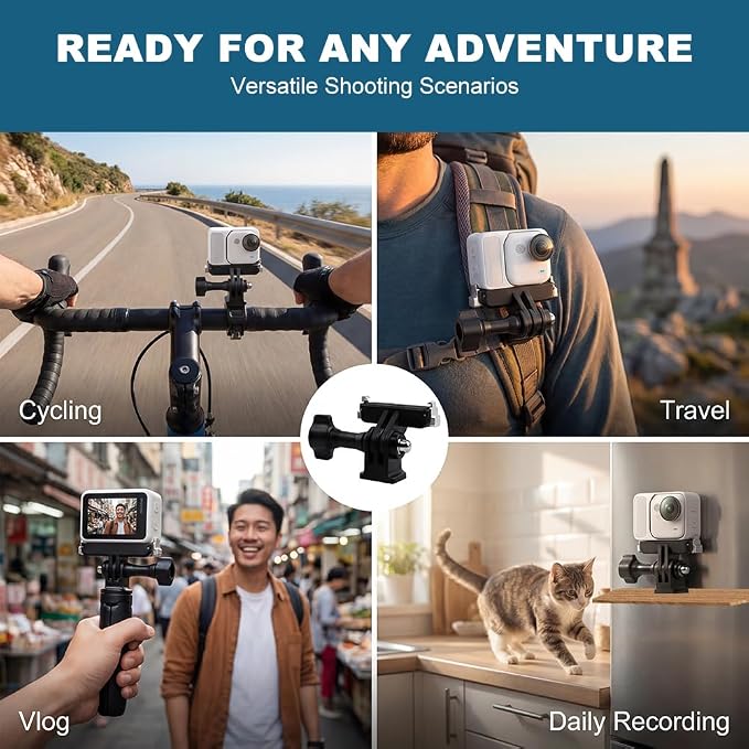 Magnetic Quick Release Mount for Insta360 GO Ultra Accessories, Adjustable Angle Dual‑Prong Adapter with 1/4" Threaded Port for Tripod & Mounts - Image 7