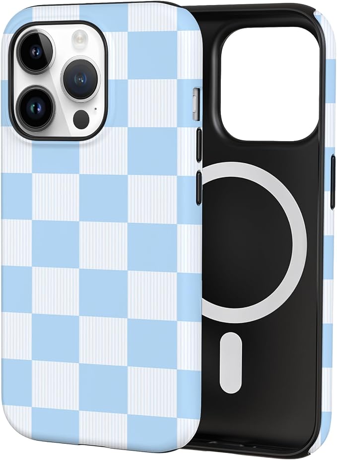TPU Phone Case for iPhone 14 Pro Max, MagSafe Wireless Charging Compatible, Shockproof Slim Fit Protective Cover with Anti-Yellowing & Raised Camera Protection (Plaid 3, iPhone 14 Pro Max) by Unknown