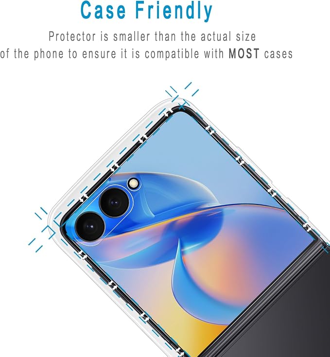 Screen Protector for Samsung Galaxy Z Flip 8 Tempered Glass | with Camera Lens Protector, Anti Scratch, Bubble Free, Case Friendly, 2+2 Pack - Image 5