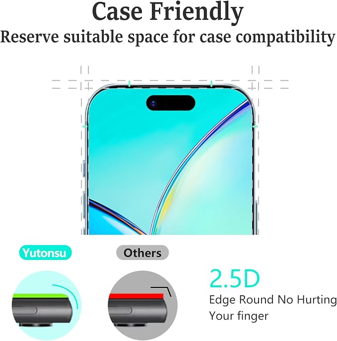 2 Pack Tempered Glass Screen Protector for iPhone 17 Air 6.5-Inch | with 2 Pack Camera Lens Protector, Anti Scratch, Bubble Free, Case Friendly - Image 6