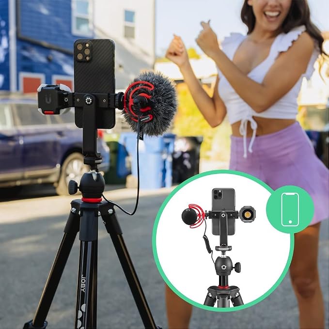 JOBY Compact Light Kit, Smartphone/Camera Tripod with Ball Head, Universal Smartphone Holder, Carrying Bag, for CSC, DSLR, Mirrorless Camera, Smartphone, Colour: Black, 1.5 Kg Capacity - Image 4