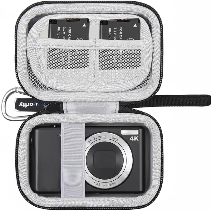 Digital Camera Case for FJFJOPK/for Lecnippy 4K Vlogging Camera/SECHKISS/Fleafer Upgrade FHD 1080P Digital Camera with Mesh Pocket for Accessories SD Card Cable (Case Only) (Black) - Image 5