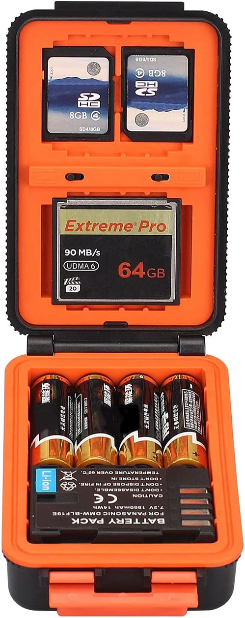 LENSGO Camera Battery Memory Card Case, Memory Card Hard Protector Case Professional Water-Resistant Anti-Shock Camera Battery Storage Box for 2 Camera Batteries 4 SD Cards 2 XQD Cards or 2 CF Cards O - Image 6