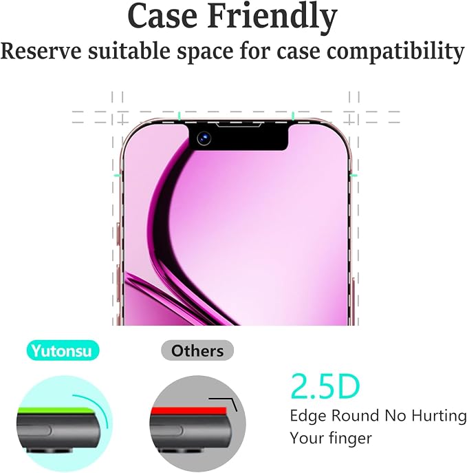 2 Pack Tempered Glass Screen Protector for iPhone 13 6.1-Inch | with 2 Pack Camera Lens Protector, Anti Scratch, Bubble Free, Case Friendly - Image 6