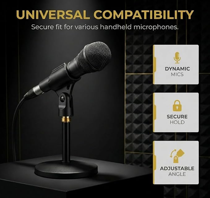 Universal Microphone Clip Holder, Comes with 5/8" Male to 3/8" Female Screw Adapter Suitable for Handheld Microphones, 2-Pack - Image 7