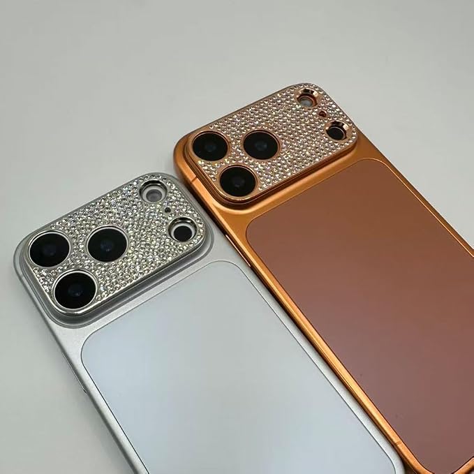 2 Pack Glitter Camera Lens Cover Protector for iPhone 17 Promax，Metal Bling Diamond Camera Lens Cover Sticker Protector (for iPhone 17 Promax-Gold) - Image 6