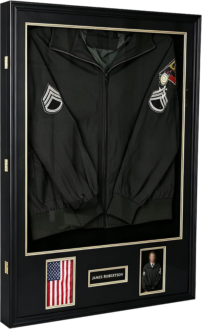 Military Police Uniform Display Case-Velvet Backplate-Cardstock | Lockable Wall Mount Cabinet with UV Protection, wall Mount,Tempered glass，Also Can hold photos and certificates - Image 6