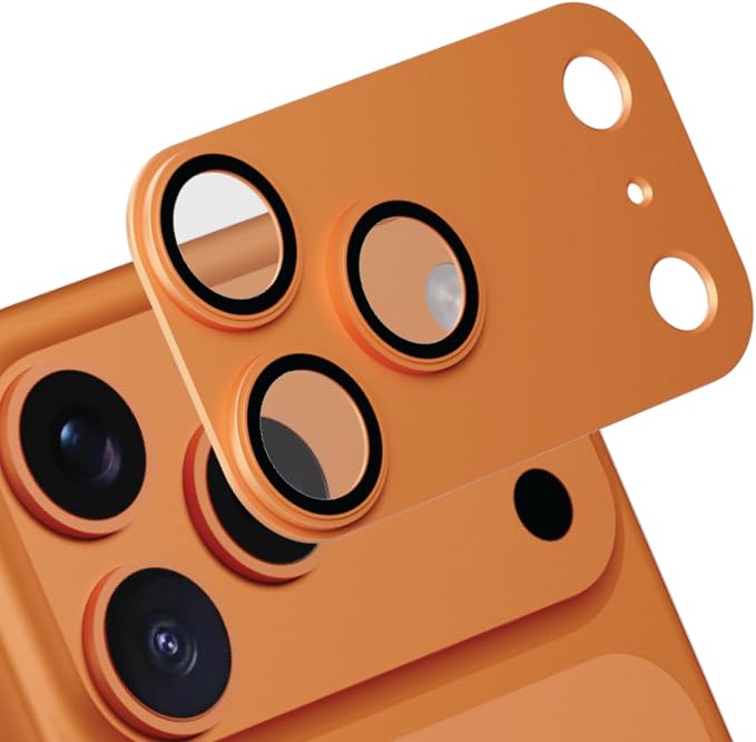 for iPhone 17 Pro Camera Lens Protector | Aerospace-Grade Aluminium | Full Protective Cover | Anti-Glare Sapphire Glass | Colour-Matched Finish Cosmic Orange by MCraftsman