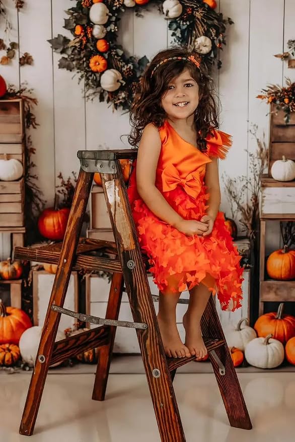 Kate Fall Backdrops White Background Autumn Party Decorations Pumpkins Thanksgiving Festival Photo Backdrop, 10x8ft - Image 3