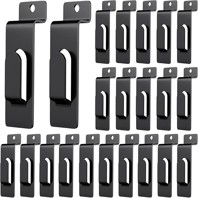 20 Pack Slatwall Utility Notch Hook Commercial Metal Display Hook Hanger Slat Wall Hangers Accessories for Photo Frame Painting Arts Center Slat Panel (20, Black) by BeapTcely