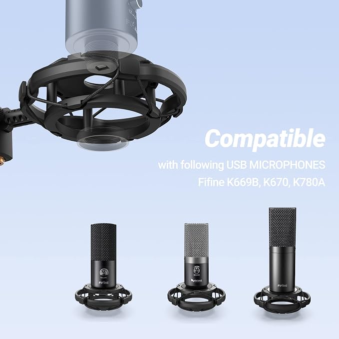 Fifine SK1 Vibration Reduction Microphone Shock Mount Holder for Desk Stand | Mic Mount Holder, Noise Elimination, with Thumbscrew, Pivot mount for Boom Arm - Image 5