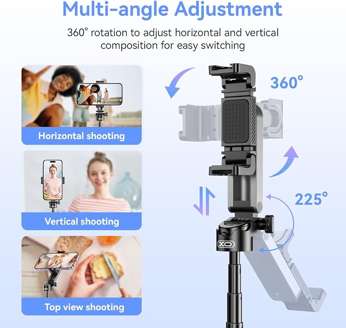 Retractable Mini Tripod for Cell Phone, Portable Selfie Stick Travel Phone Tripod with Remote Control Cell Phone Holder, Sturdy & Stable Adjustable Multi-Angle Shot Selfie Stick for Video Recording - Image 4