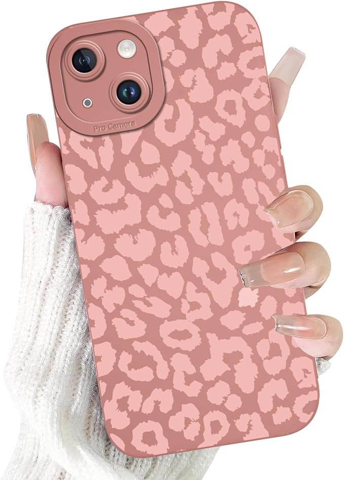 Cute Pink Cheetah Print Phone Case for iPhone 14 Plus 6.7" | Aesthetic Leopard Pattern Design Cover Full Camera Lens Protective Shockproof Soft Slim TPU Funda for Women Girls by Unknown
