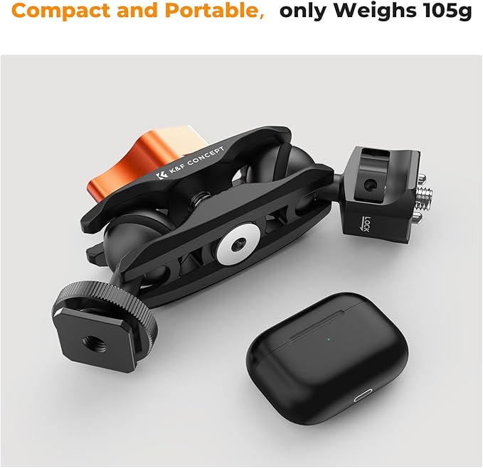 K&F CONCEPT Magic Arm, Multi-Function Double Ball Head with Cold Shoe | Mount 1/4" Screw for Super Clamp, Monitor, LED Light, MS27 - Image 5