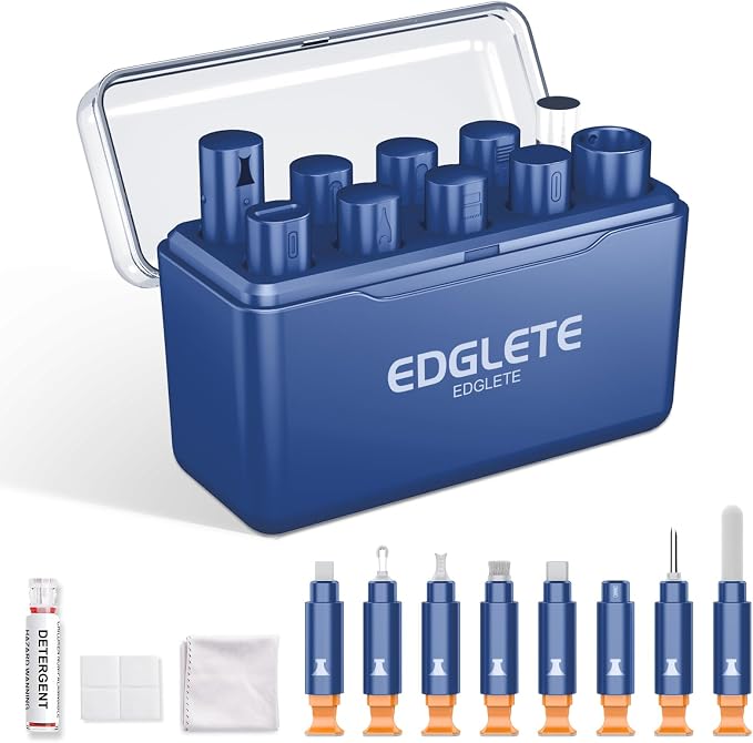 iPhone Cleaning Kit for Charging Port Cell Phone USB C, Dark Blue | Multi-Tool, Cleaner Kit for AirPod, iPhone Cleaner, Portable Repair Tool, for Lightning Charger Cable iPad Electronic Devices by CleaningAssistantforDevices