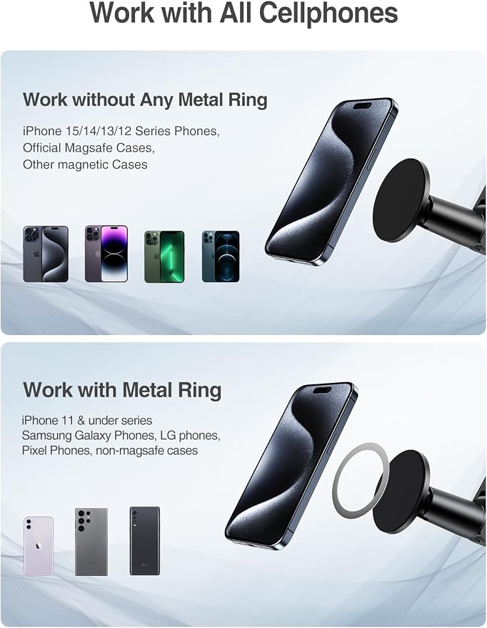 elitehood Magnetic Phone Clamp Mount, Universal Magsafe iPhone Holder Clip | Strong Magnetic, 360 Adjustable, Aluminum Clip On Phone Holder for Mic Stand/Golf Cart/Treadmill/Stroller Fit iPhone 17-12 - Image 8
