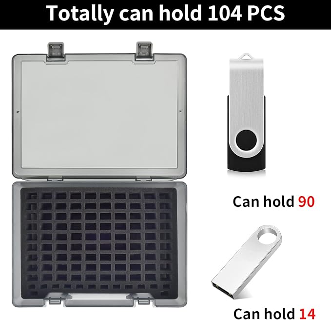 FULLCASE Flash Drive Case USB Memory Stick SD Card Storage Organizer- Holds 104pcs Thumb Drive Electronic Accessories Holder for Sandisk/for Samsung/for Inland/for PNY/for Netac (Gray) | Hard Plastic Thumb Drive Organizer,for Lexar,for JOIOT,for SamDat... - Image 3