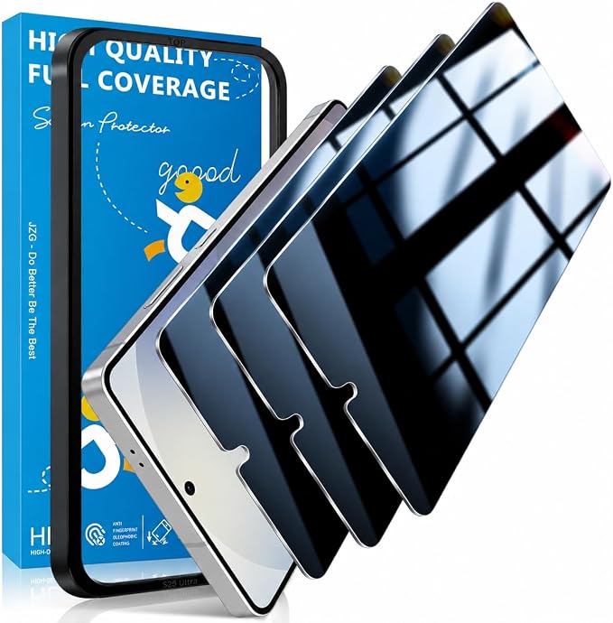 WILLONE 3 Pack for Samsung Galaxy S25 Ultra Privacy Screen Protector | With Installation Frame, Anti Spy Private Tempered Glass, Fingerprint Unlock, HD Clear, Phone Case Fit by TechArmor