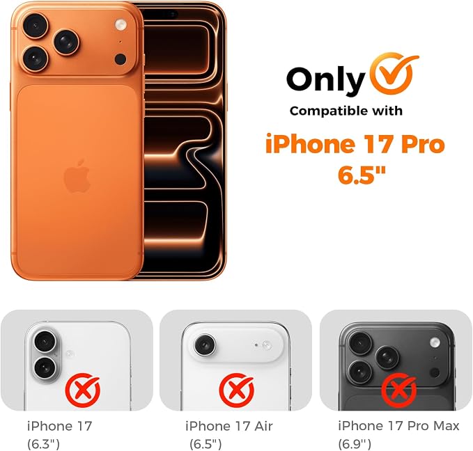 Screen Protector for iPhone 17 Pro 6.3 inch +2 Pack Orange Metal Camera Lens cover Protector - Image 2