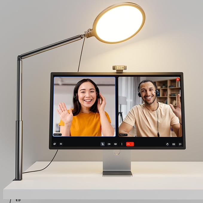 10.2" Desk Ring Light with Stand, 360° Rotate Desk Lamps for Home Office with C-Clamp, Flexible Height Desk Light, Adjust Arm Ring Light for Desk, Podcast, Gaming, Recording, Zoom Lighting - Image 8
