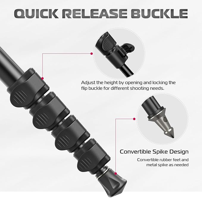 Acuvar Monopod with Integrated Safety Strap and 4 Section Extending Pole for All Digital Cameras, DSLR, Mirrorless, Compact Cameras, Camcorders & Cell Phones (Updated 62 Inch) - Image 4