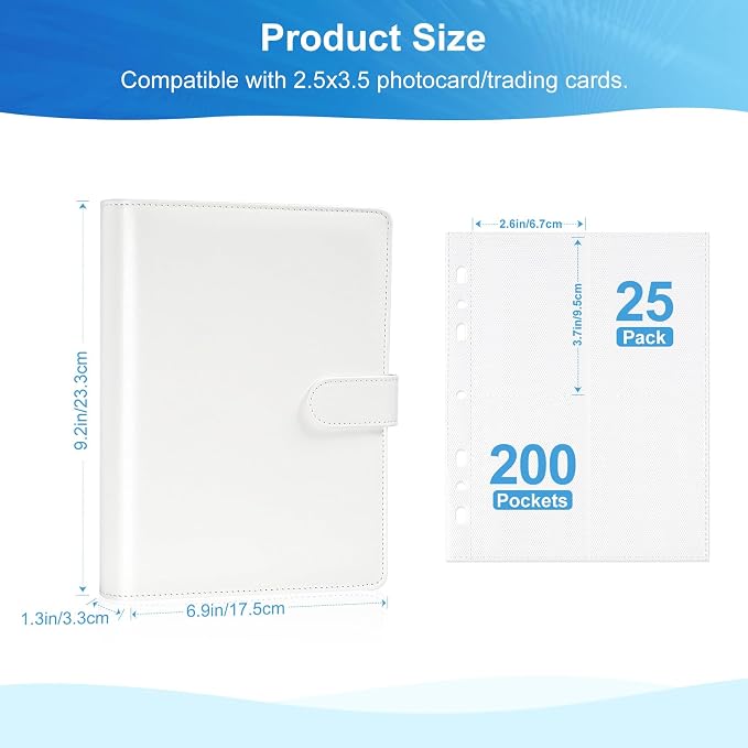 4 Pocket Trading Card Album Holds 200 Cards, 25 Removable Double-Sided Sleeves, Card Binder Compatible with Baseball, Sports, TCG & Game Cards, Collection Storage (White) - Image 5